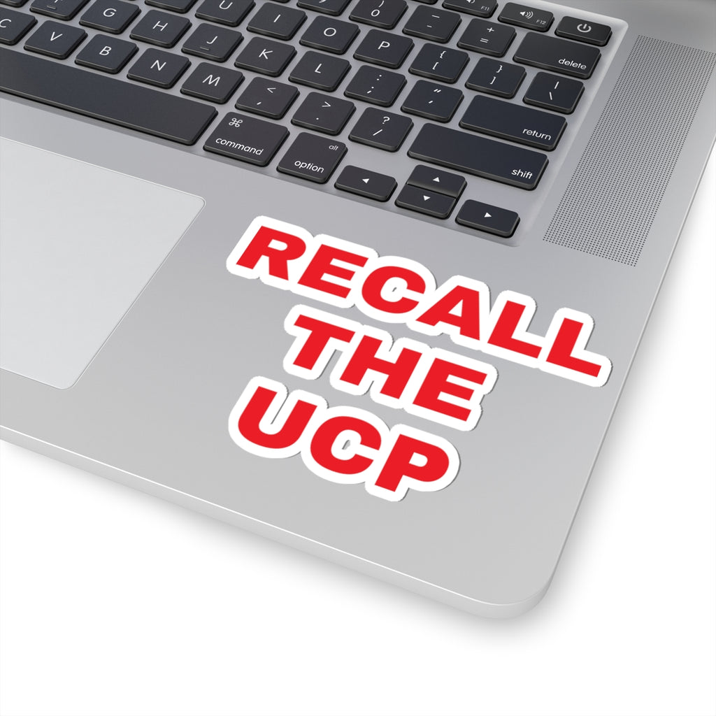 Recall the UCP Political Protest Sticker — Red Bold Lettering