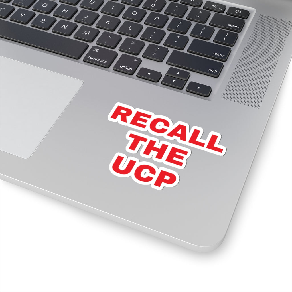 Recall the UCP Political Protest Sticker — Red Bold Lettering